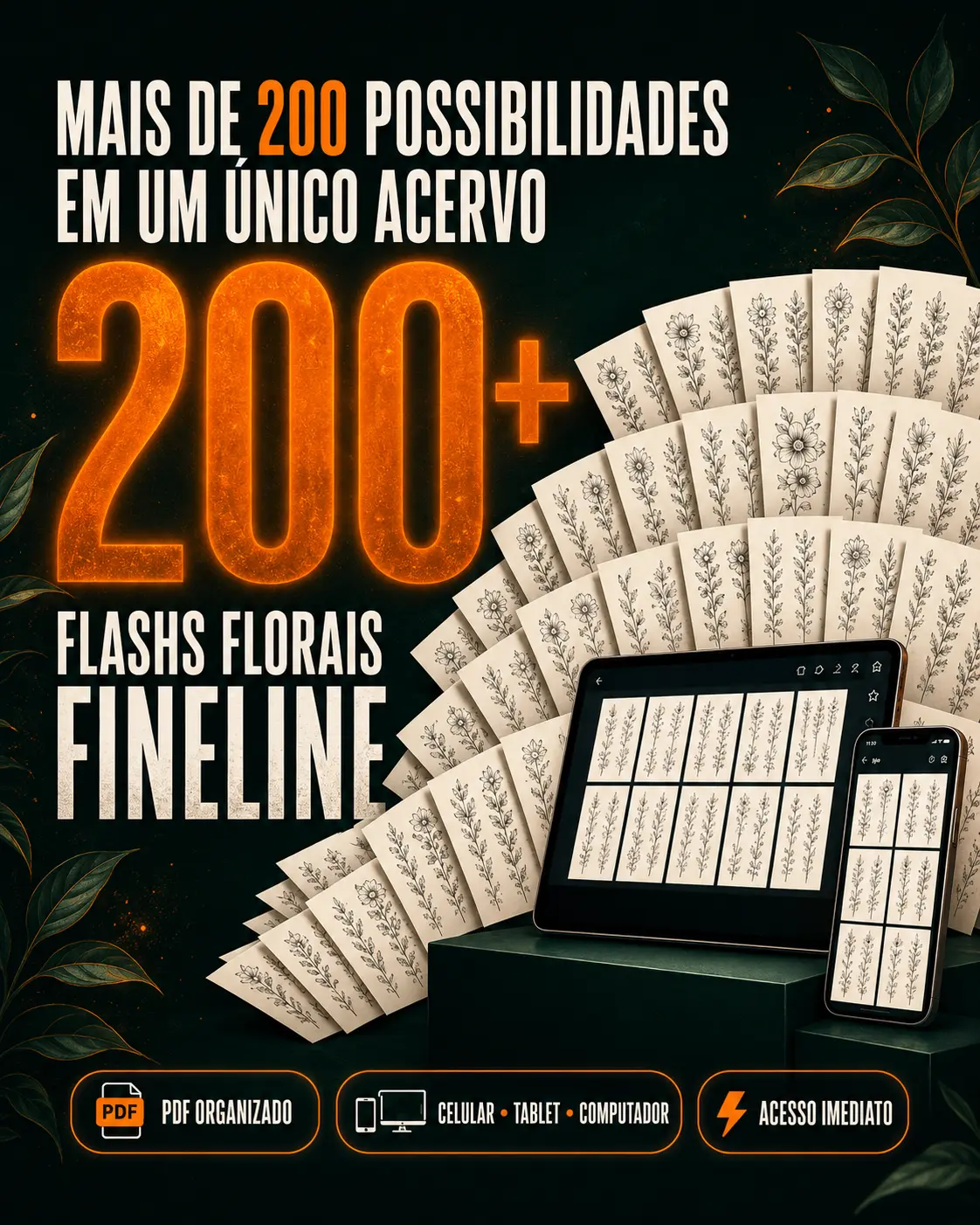 Mais de 200 possibilidades em um único acervo de flashs florais fineline