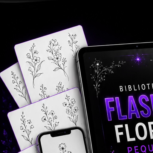 Mais de 200 flashs florais fineline prontos para tatuar